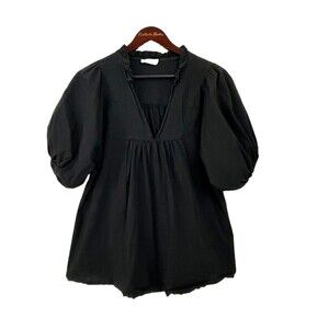 Sofia Made In Italy Black Peasant Top Womens Size OS Coastal 1269R3